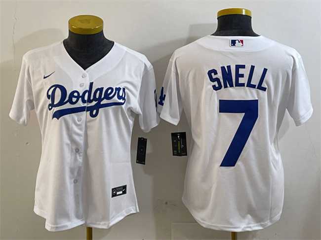 Women%27s Los Angeles Dodgers #7 Blake Snell White Cool Base Stitched Jersey->mlb womens jerseys->MLB Jersey